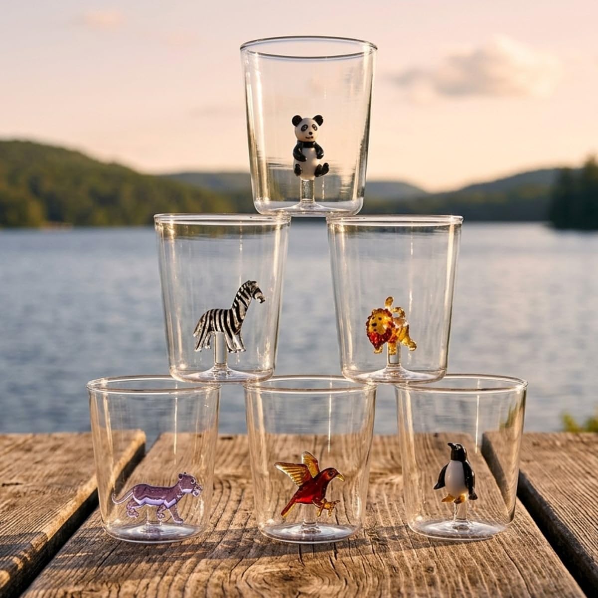 Produce Shop Savana Family Mix 6 - Juego de 6 vasos de cristal artesanales