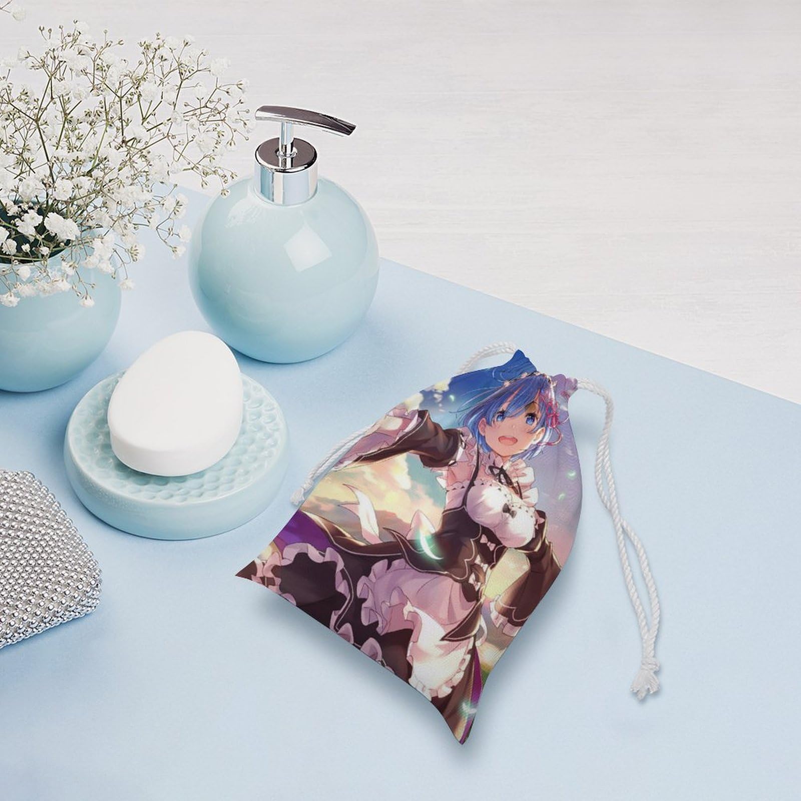 Amazon｜ゼロから始める異世界生活 巾着袋 引きひも カンバス 収納