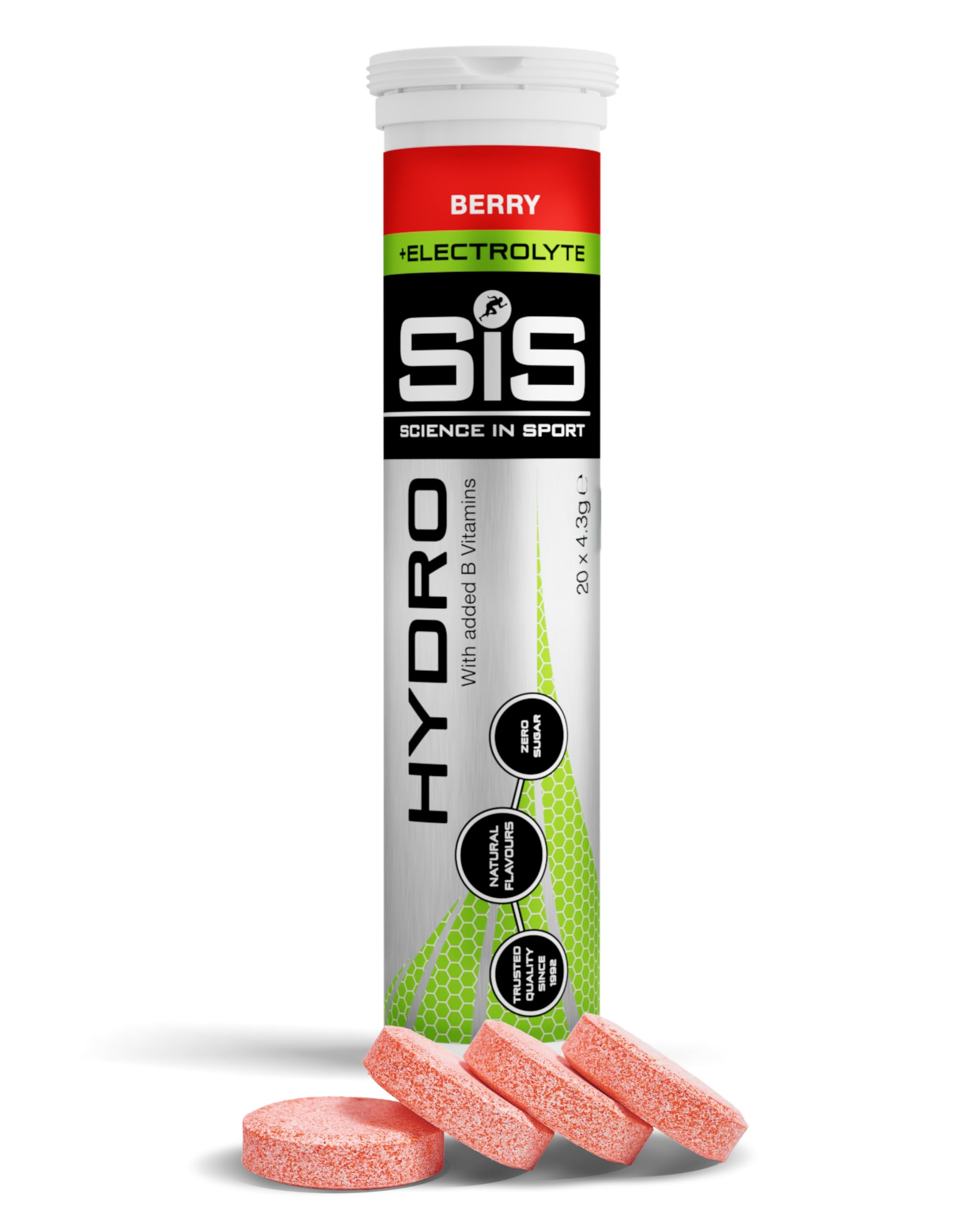 Science In Sport Hydro Hydration Tablets, Zero Sugar, Berry Flavour Plus Electrolytes, 20 Effervescent Tablets