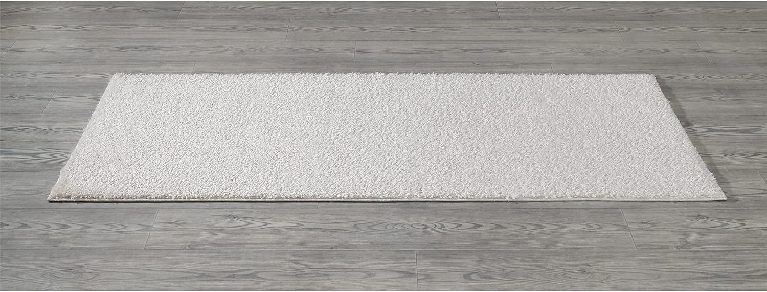 Machine Washable Solid Design Non-Slip Rubberback 2x6 Soft Shag Runner Rug for Hallway, Bedroom, Bathroom, Living Room, Kitchen, 2'2'' x 6', Cream