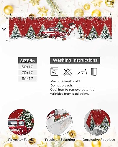 Miniatura 5 de Daleng Bufanda de repisa de camión de Navidad con muñeco de nieve para chimenea de 70 x 17 pulgadas, bola de Navidad, copos de nieve, decoración