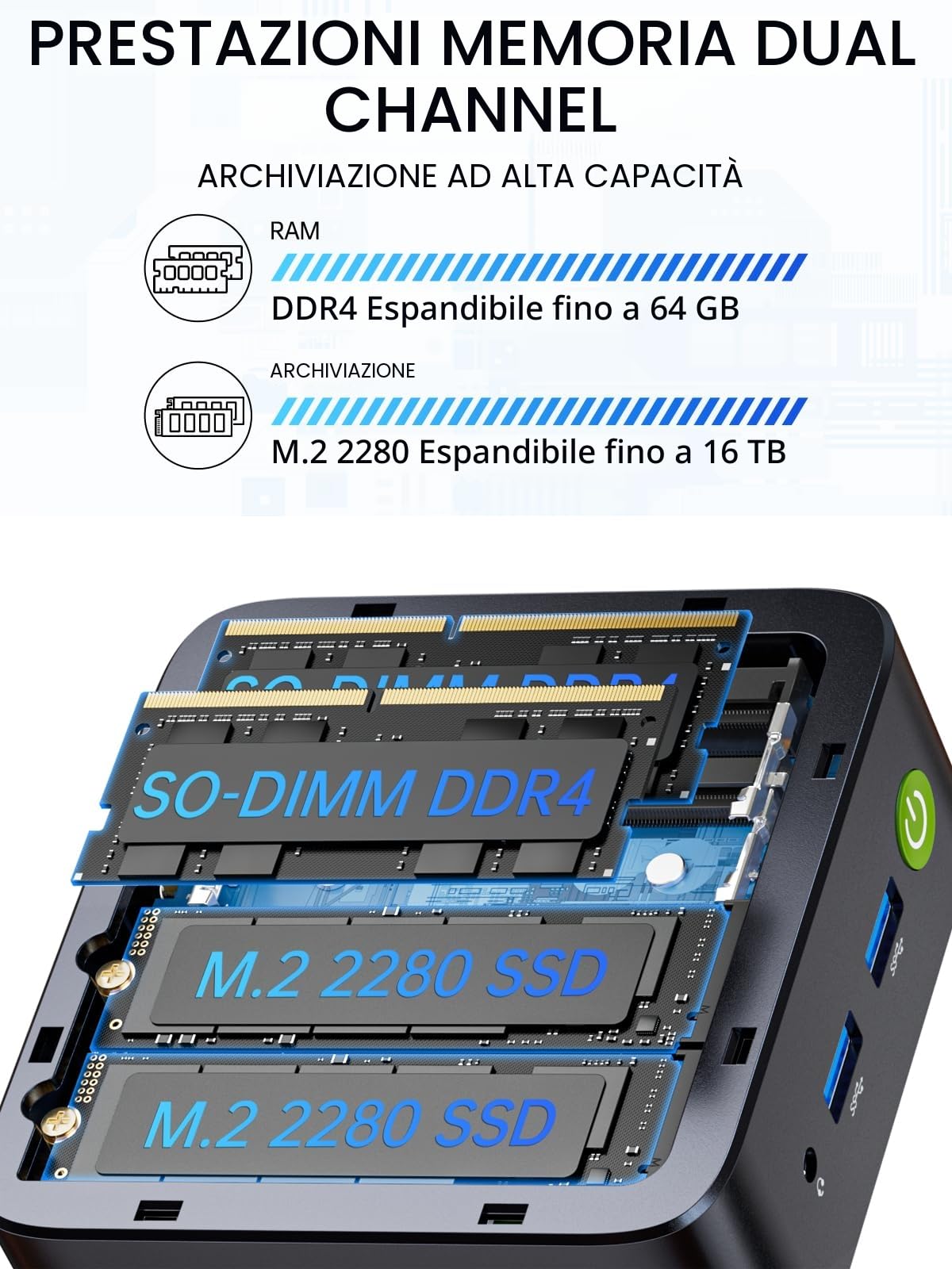 GMKtec G10 Mini PC Ryzen 5 3500U (Più potente di N150), 16GB RAM, 256GB SSD, LAN 2.5GbE, Computer desktop per ufficio e casa, Tripla uscita 4K, WiFi, Bluetooth, USB-C, DisplayPort