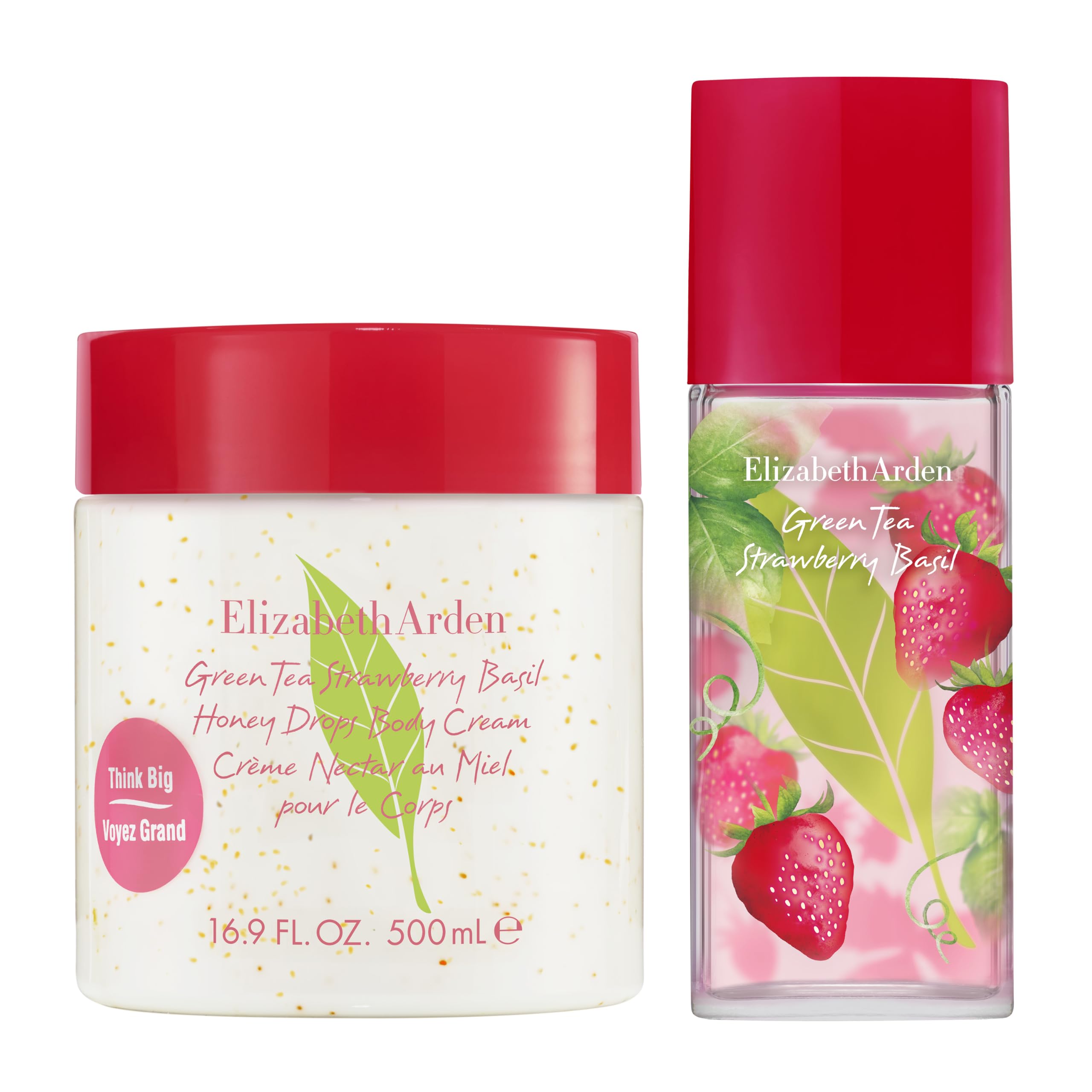 Elizabeth Arden - Green Tea Strawberry Basil Honey Drops Crema Corpo, Idratazione Nutriente 500ml + Elizabeth Arden - Green Tea Strawberry Basil Eau de Toilette, Profumo da Donna 100ml
