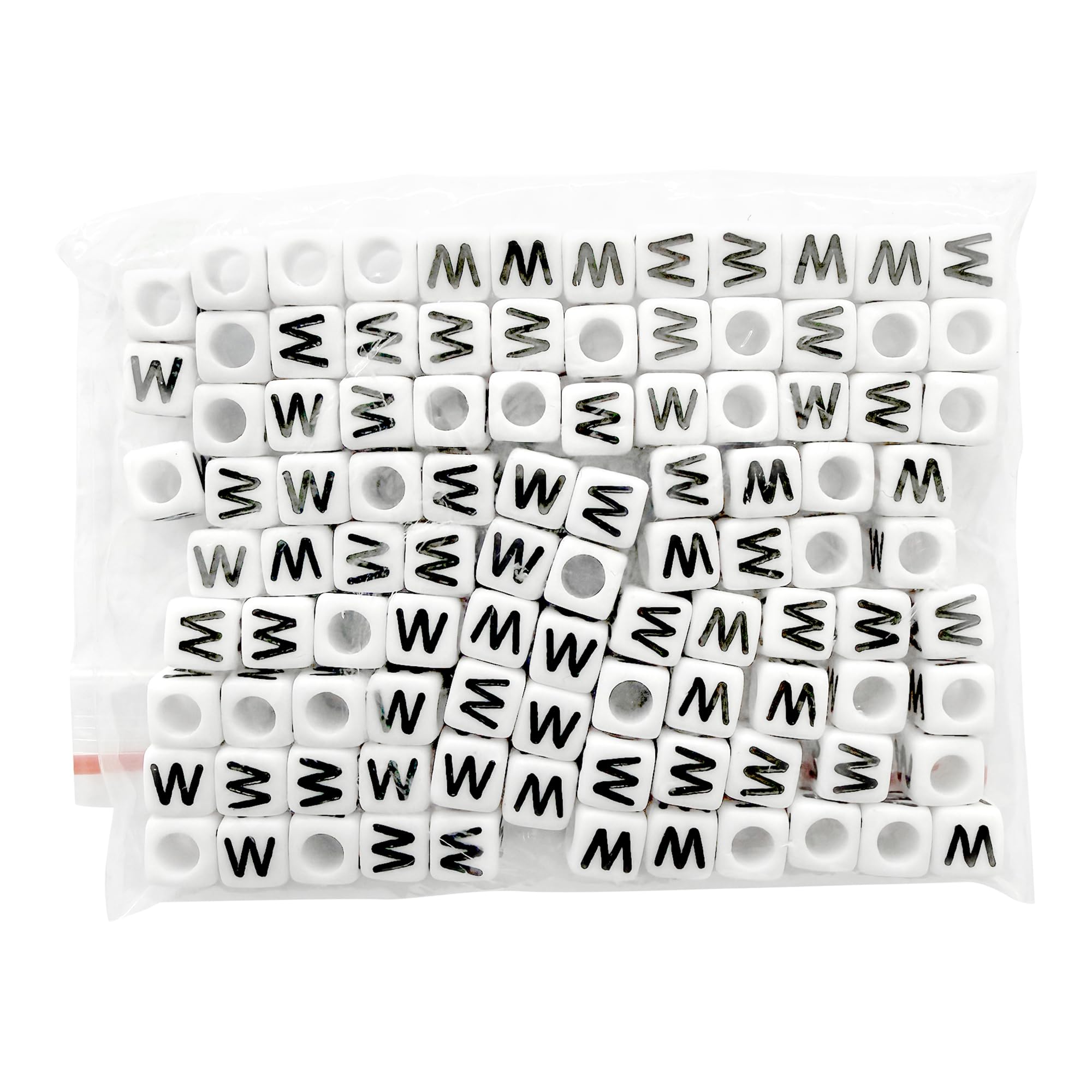 100 x 6mm White Cube Acrylic Letter Single Beads 4mm Hole Alphabet Loose A - Z (W)