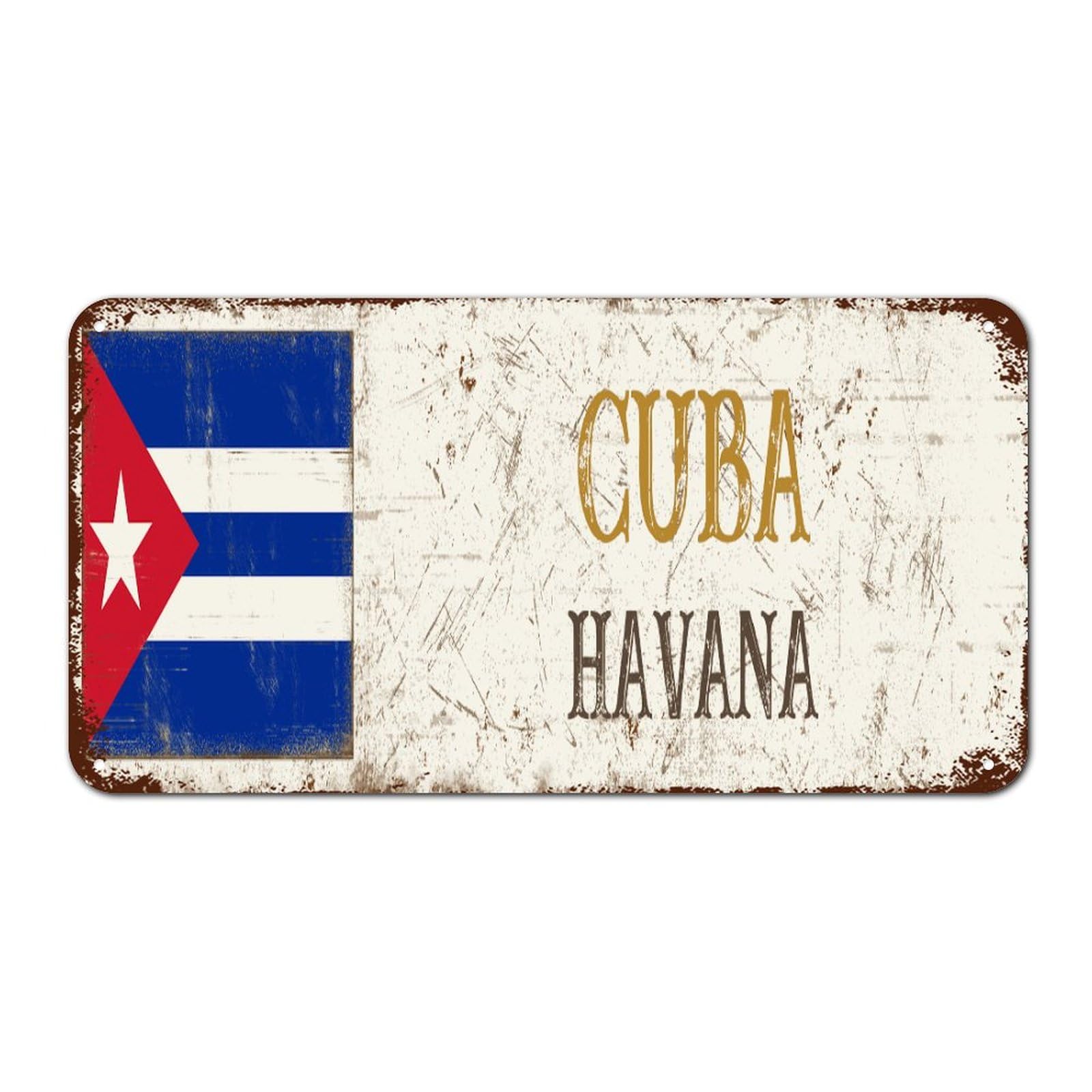 Yelolyio Cuba Havana Metal Tin Sign Wall Plaque Cuba Vintage Retro Metal Signs Travel Gift Souvenir Metal Tin Sign For Pub Restaurants Cafe Club 12X6in