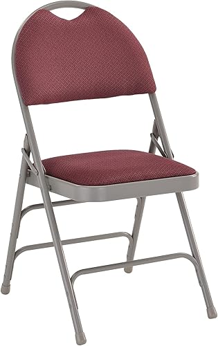 Miniatura 7 de Flash Furniture HERCULES Series - Silla plegable de metal con triple refuerzo de tela burdeos con asa fácil de transportar
