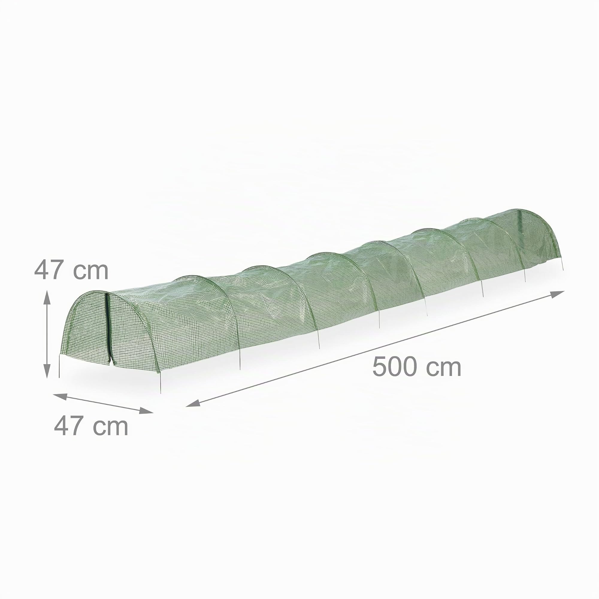 Relaxdays Serre, 5 m de Long, en polyéthylène avec Fermeture éclair, 8 arceaux, Tunnel de Culture, Plantes, Vert