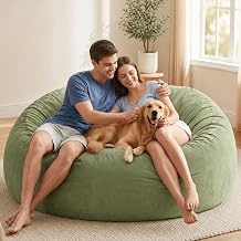 Codi Sage Large Bean Bag Chair for Adults, Comfy 4 FT Beanbag Chairs with Filler Included - Machine Washable & Removable Cover, Premium Shredded Foam