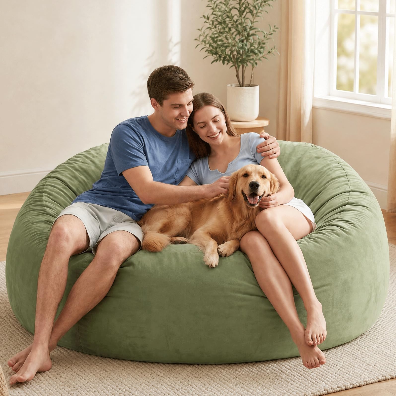 Codi 6FT Oversized Bean Bag Chairs for Adults, Beanbag with Filler, Sage