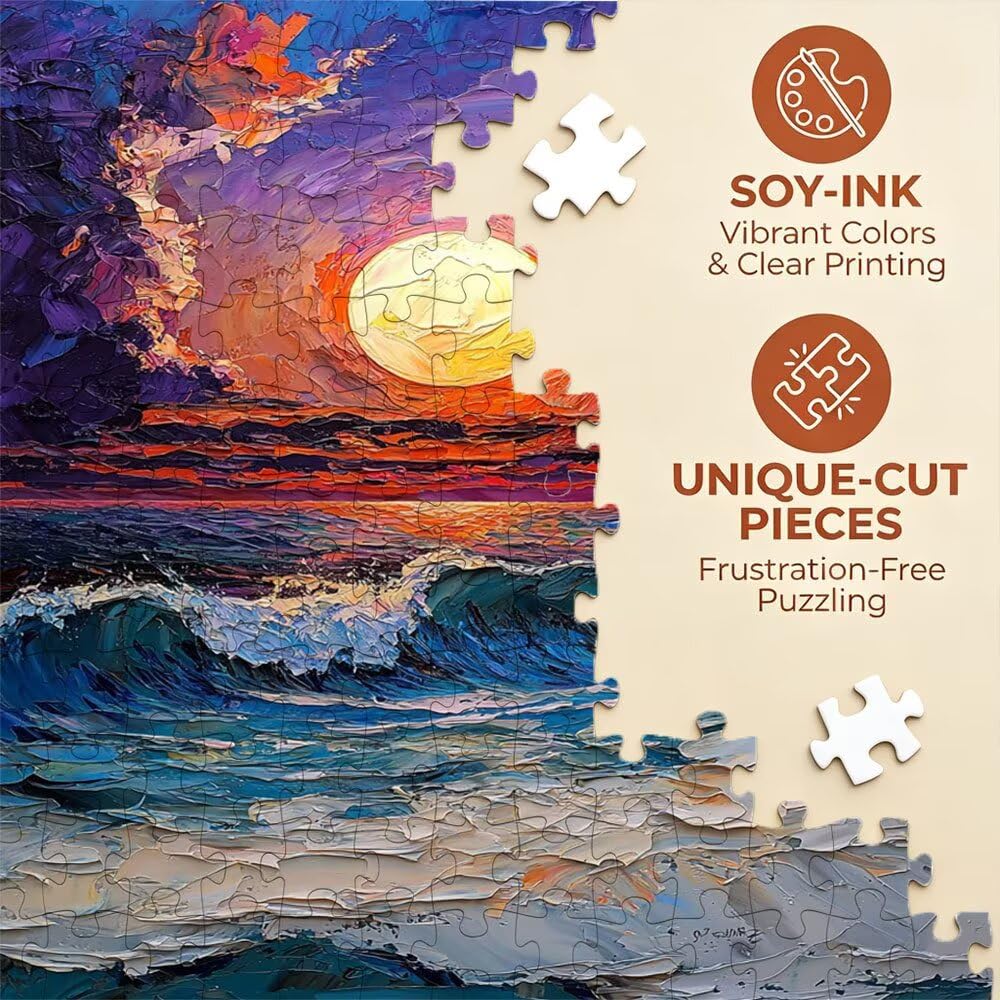 Puzzle 2000 sztuk, zachód słońca morze puzzle dla dorosłych 2000, drewniane puzzle, klasyczne gry edukacyjne, niemożliwe wyzwanie, gry i zajęcia rodzinne, prezent kreatywny DX0YL1-785