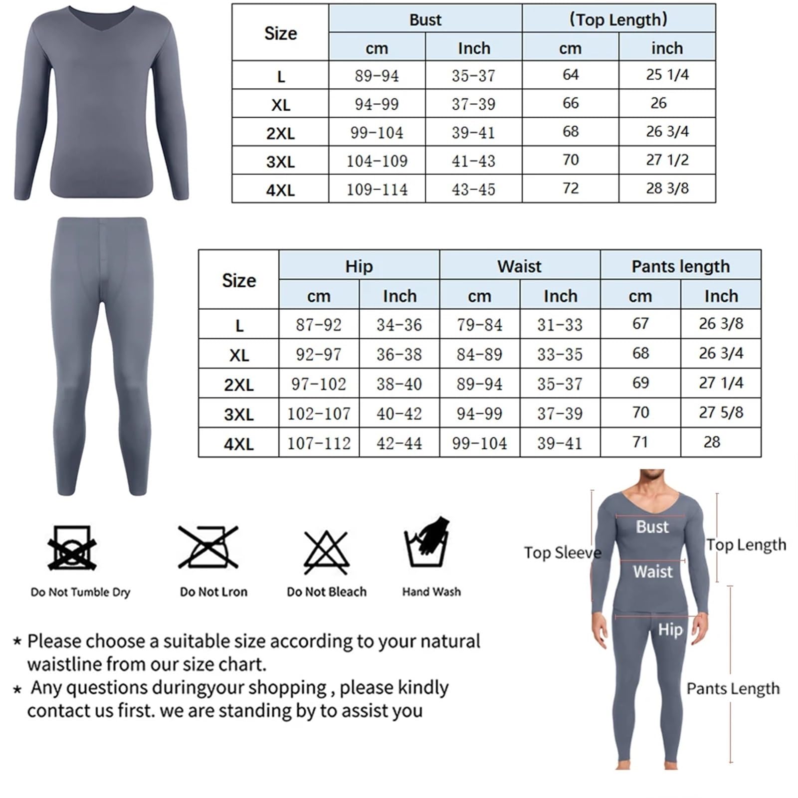 Conjuntos Térmicos Para Hombre Ropa interior térmica cepillada for hombre, conjunto de pantalones de manga larga con cuello en V, sin costuras, cómodos, de invierno Para El Running, El Esquí(Deep-Grey