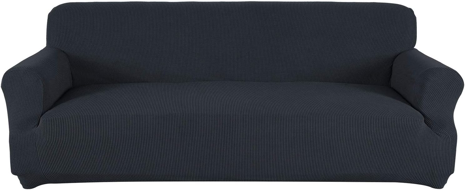 Obstal Stretch Spandex Sofa Cover - 3 Seat Couch Covers for Living Room - Non Slip Sofa Slipcover with Elastic Bottom - Couch Coverings Furniture Protector for Dogs, Cats, Pets, and Kids