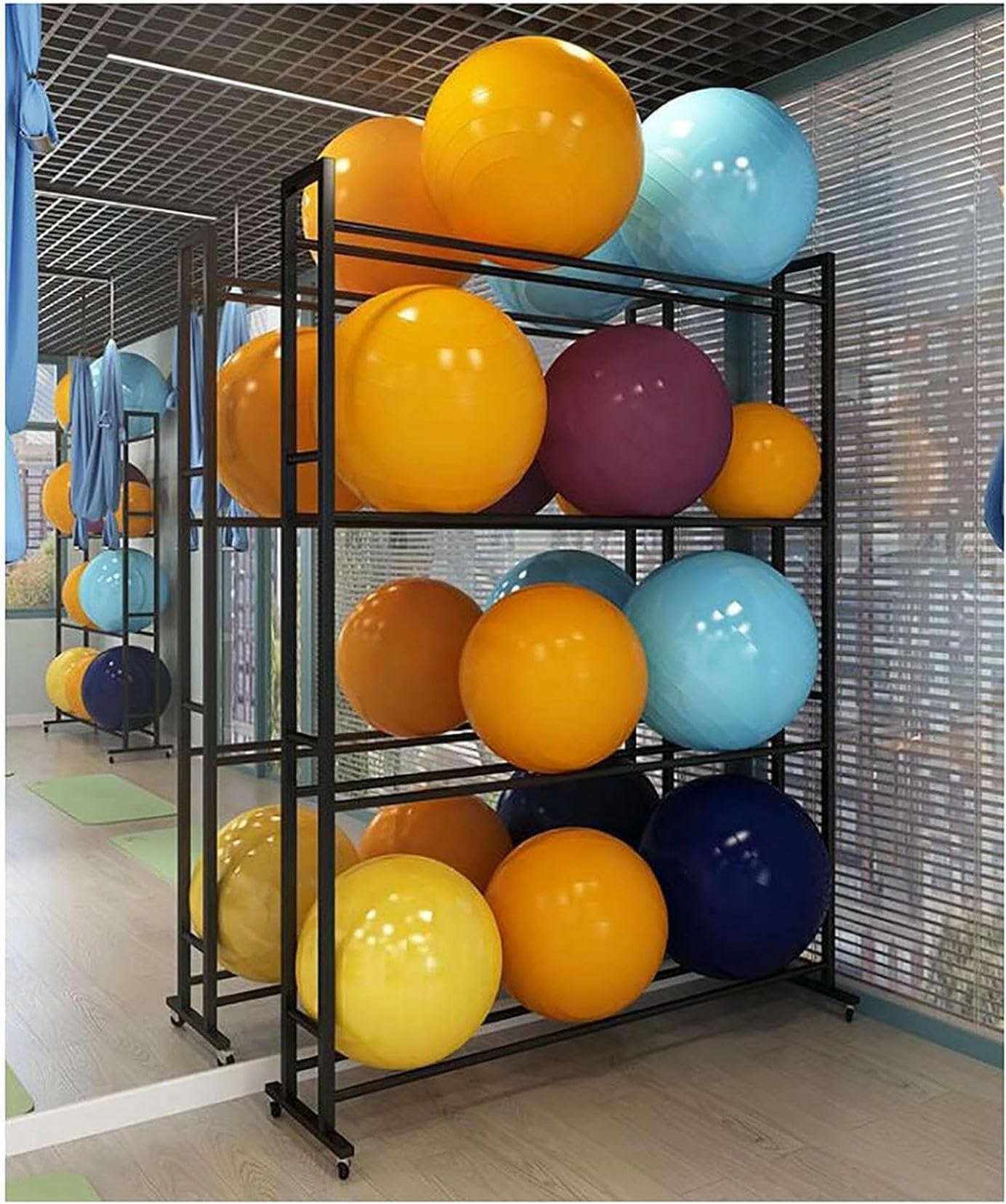 Support de présentation au sol en métal robuste pour tapis de yoga et grand ballon
