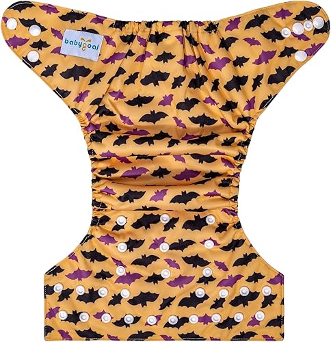 Miniatura 3 de Babygoal Pañal de tela de Halloween con inserto, unisex, grande, 1 unidad, 8-33 libras, reutilizable, impermeable, rayón de forro de bambú