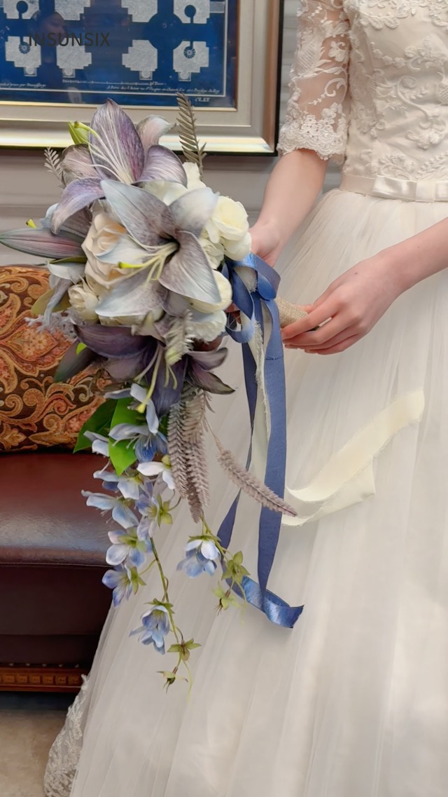 Amazon.com: INSUNSIX Bridal Bouquet,12 Inch Cascading Wedding
