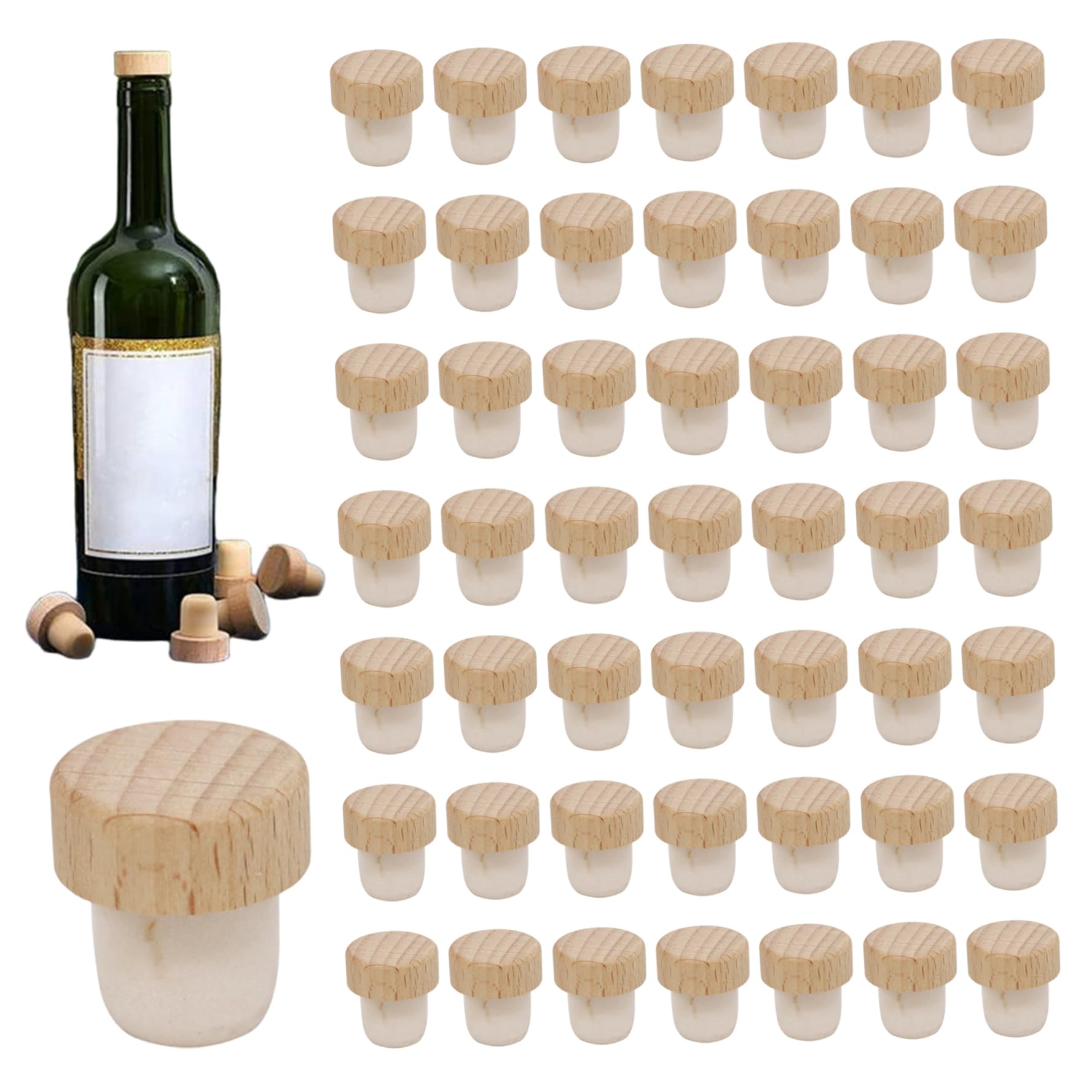 Tapones para botellas reutilizables de madera en T, cierre hermético para conservar vino