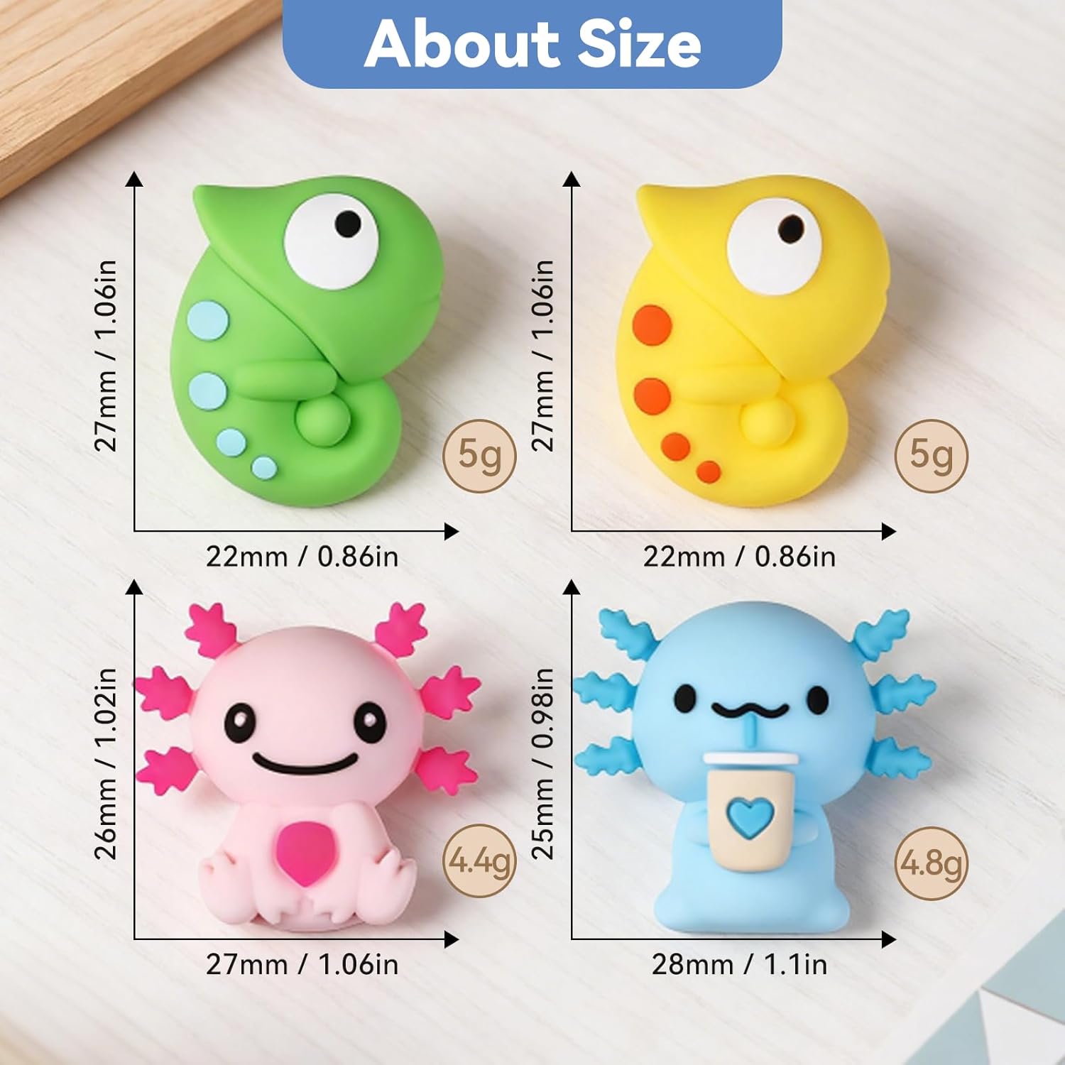 20PCS 4 styles Chameleon and Salamander Silicone Beads Set for Keychains, Pens, Lanyards, and DIY Crafts - Image 5