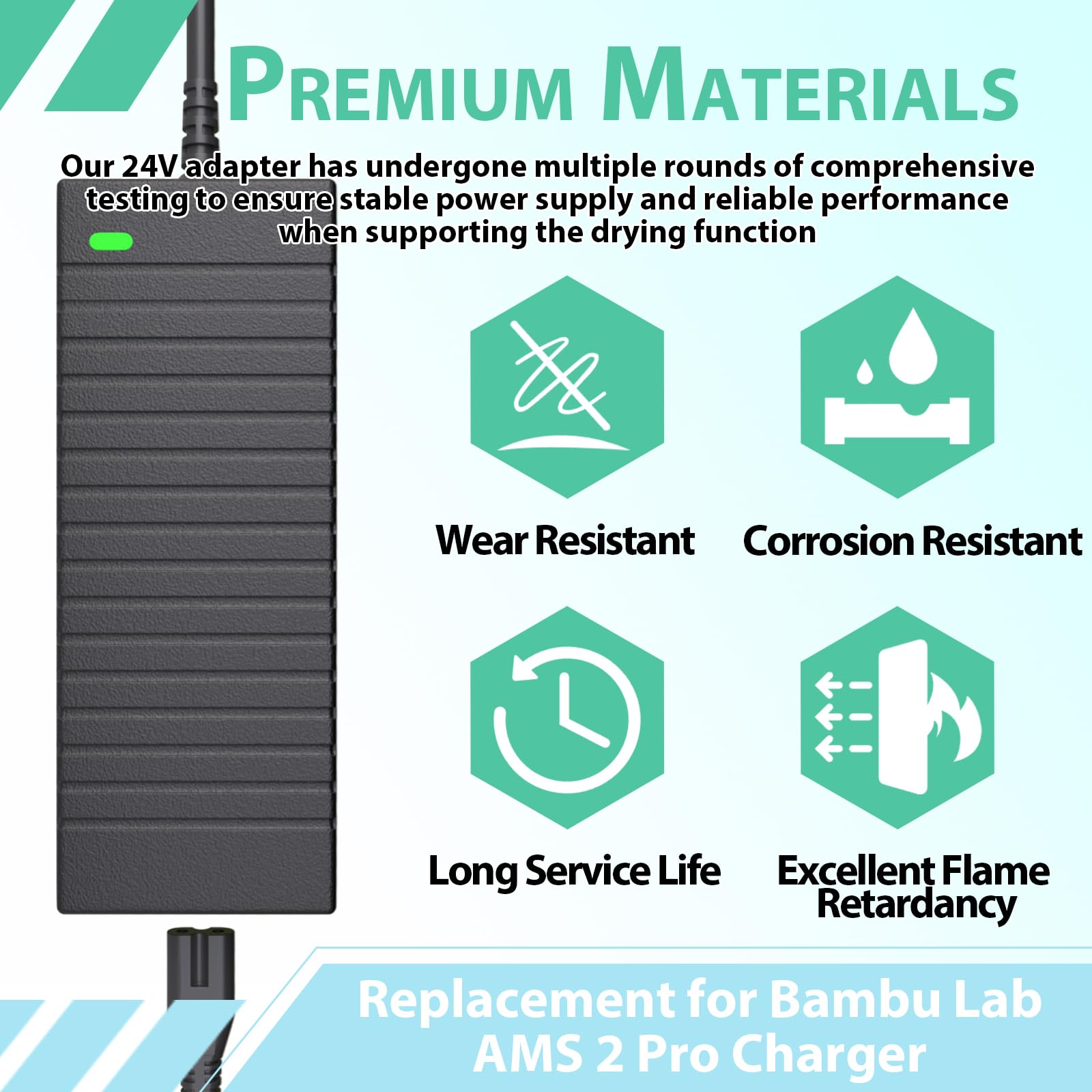 Cargador de 24 V para cargador de laboratorio Bambu compatible con Bambu Lab AMS 2 Pro, sistema de material automático de repuesto para Honor ADS-96HLA-19-1 24096E 96W cable de fuente de alimentación