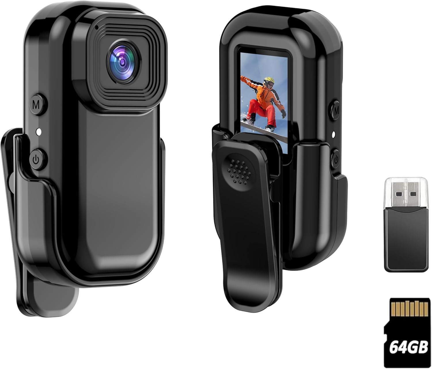 FHD 1080P Body Camera with Audio and Video Recording, Thumb Action Camera, Wearable Camera with Magnetic & 360° Clip,150 Minutes Hands Free Recording Body Worn Cam for Travel, Cycling, Pet Walking