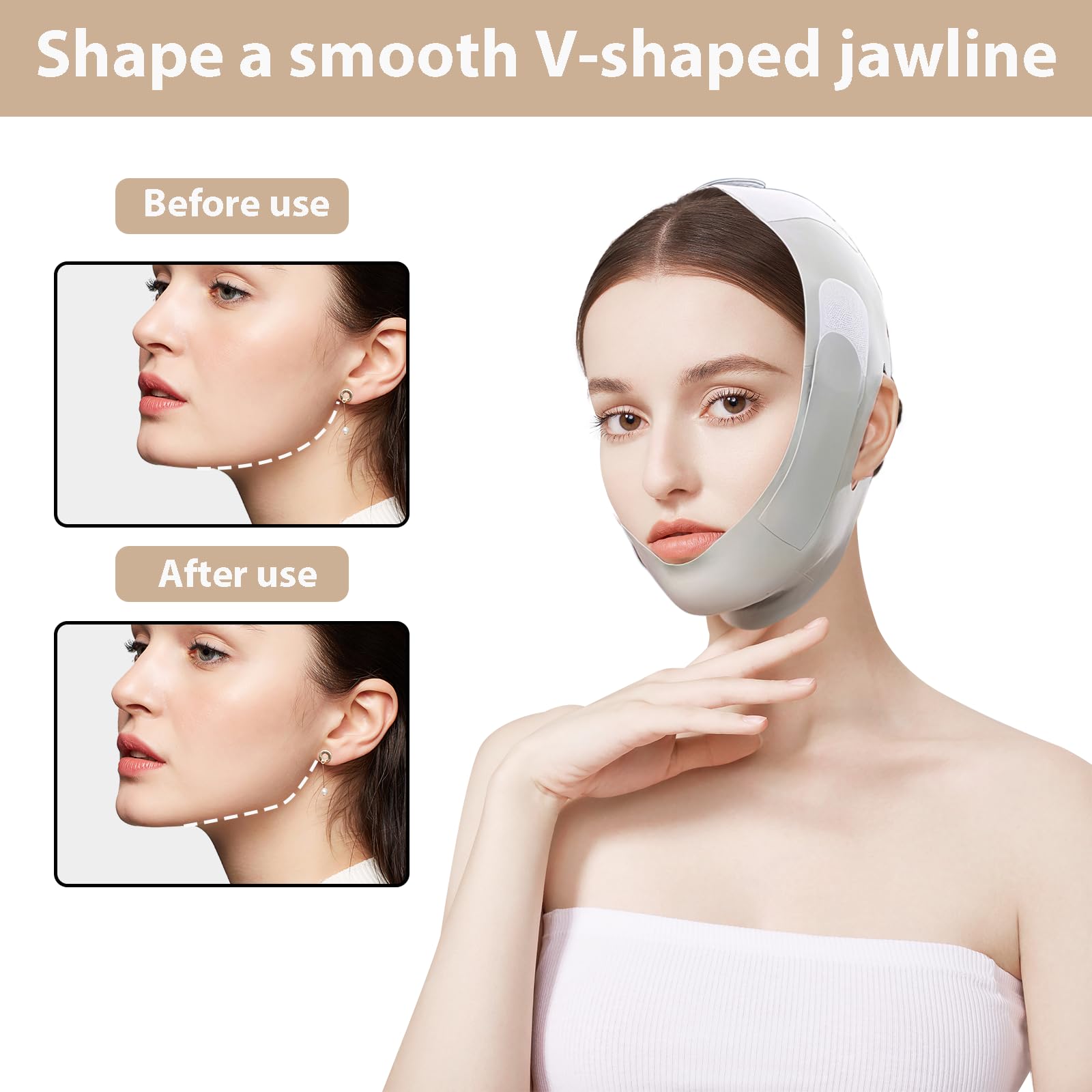 Gipnva Chin Strap for Skin Firming & Tightening, Reusable Double Chin Reducer, V-Line Face Lifting Chin Mask for Women & Men - Image 3