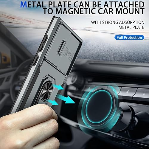 Miniatura 6 de Funda para Samsung Galaxy S23 Ultra con funda deslizante para cámara y 2 protectores de pantalla, grado militar, a prueba de golpes, con soporte de