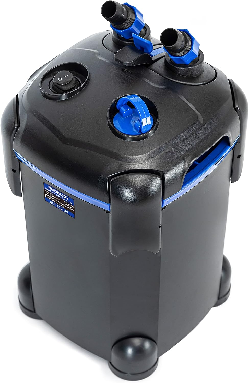 AMOSIJOY 230GPH Ultra-Quiet Canister Filter, 2-Stage External Aquarium Filter with Free Media for Large Fish Tanks and Aquariums (230GPH-UV)