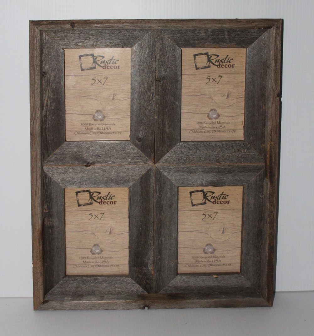 5x7-2.5" Wide Reclaimed Rustic Barnwood Collage Photo Frame - Holds 4 Photos