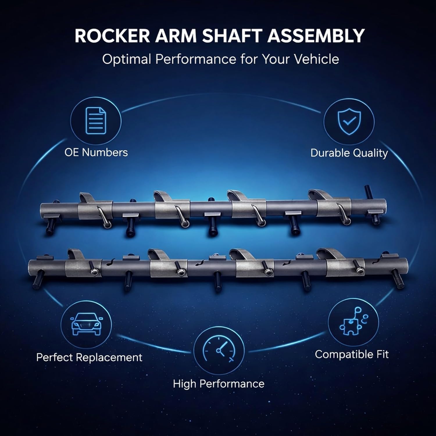 Rocker Arm Shaft Assembly 53021553AA Metal Strong Structure 1 Pair - Enhanced Engine Performance, High Durability, Replacement for 1500 2500 3500 5.7L