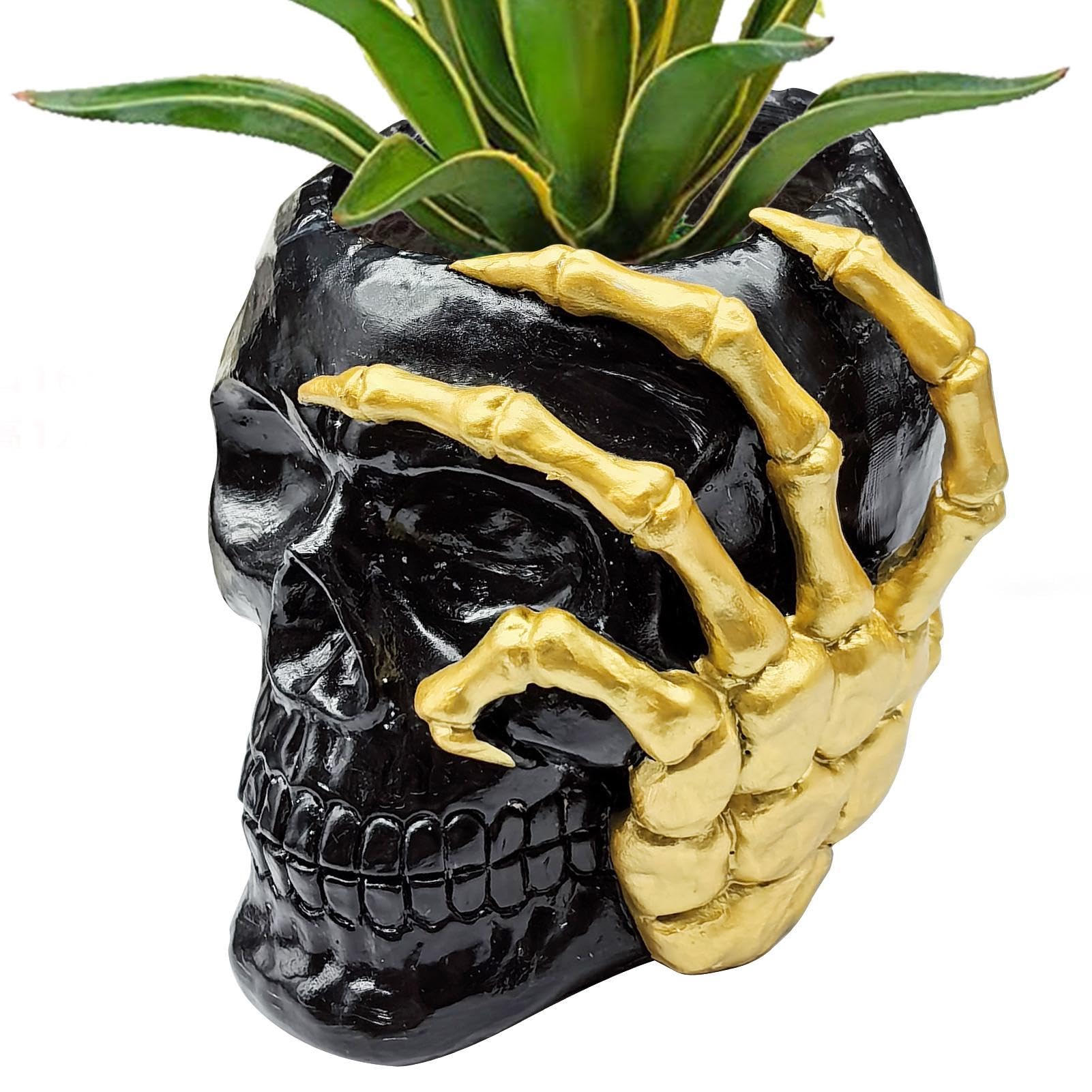 Vaso Teschio Umano In Resina 16,5cm – Fioriera Decorativa A Forma Di Teschio Per Halloween, Piante Grasse O Contenitore Snack - 2