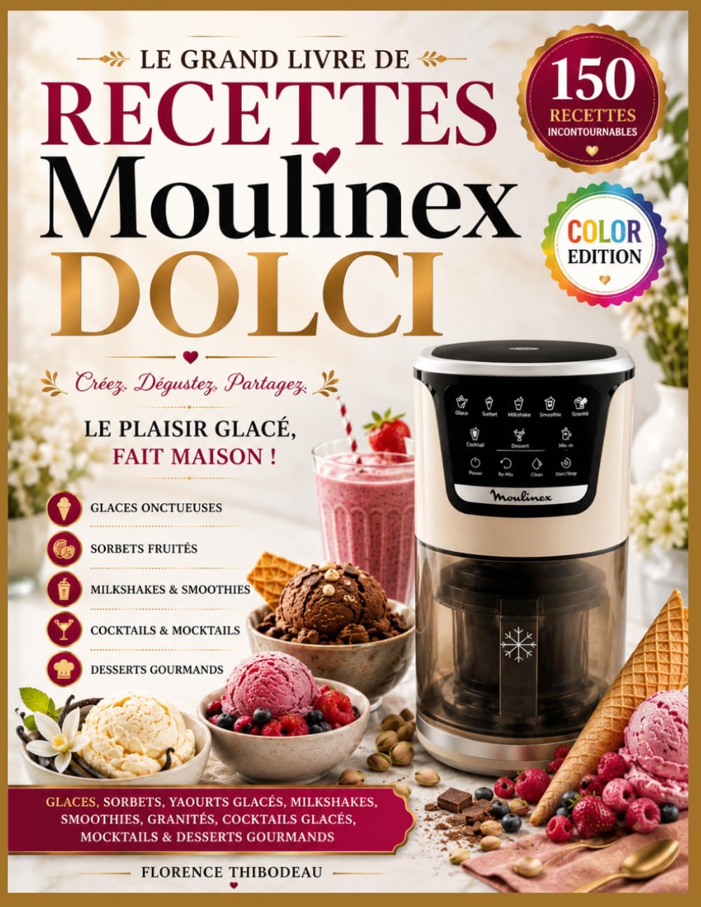 LE GRAND LIVRE DE RECETTES MOULINEX DOLCI: 150 Recettes Incontournables de Glaces, Sorbets, Yaourts Glacés, Milkshakes, Smoothies, Granités, Cocktails ... d'Experts, des Astuces Infaillibles et des