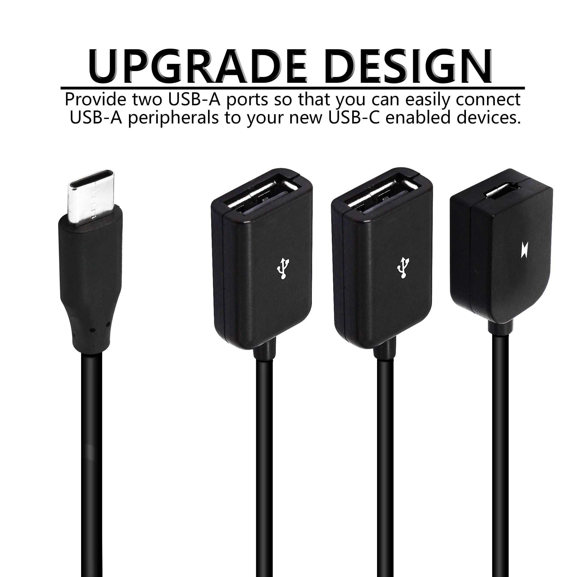 YACSEJAO USB C naar Dual USB OTG Adapter, 4-poorts Type-C Mannelijk naar 2 USB & Micro Vrouwelijke OTG Hub Splitter voor Android Tablet PC en Smart Phone en meer