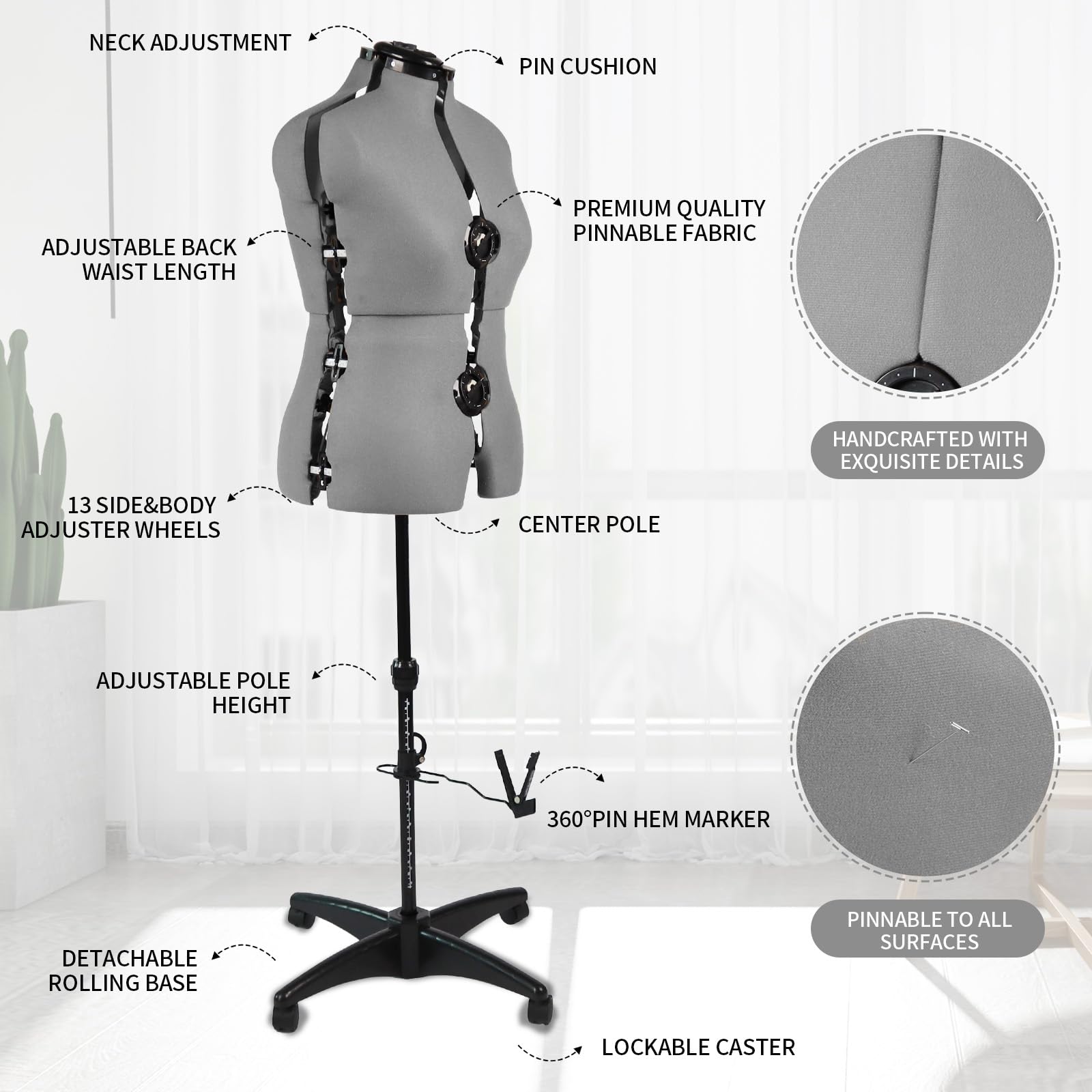 detachable parts of a dress form nyt Amazon.com: PDM WORLDWIDE Dress Forms for Sewing, Gray Female Mannequin  Adjustable Size 12-18, Pinnable Model Body with 13 Dials & Detachable  Casters, 42.5