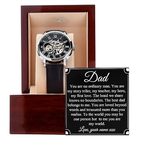 To My Dad Openwork Watch, Watch Gift for Dad from Daughter, Son to Dad Gift, Father's Day, Dad Birthday Gift, The Men's Openwork Watch with Mahogany
