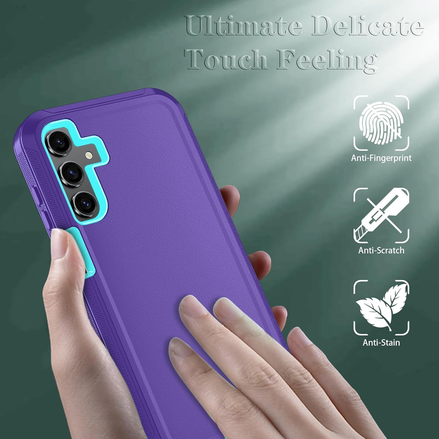Qinmay Phone Case for Samsung Galaxy A15 5G Case with HD Screen Protector, Heavy Duty Shockproof & Dropproof 3-Layer Cover Phone Case for Galaxy A15,PurpleBlue thumbnail