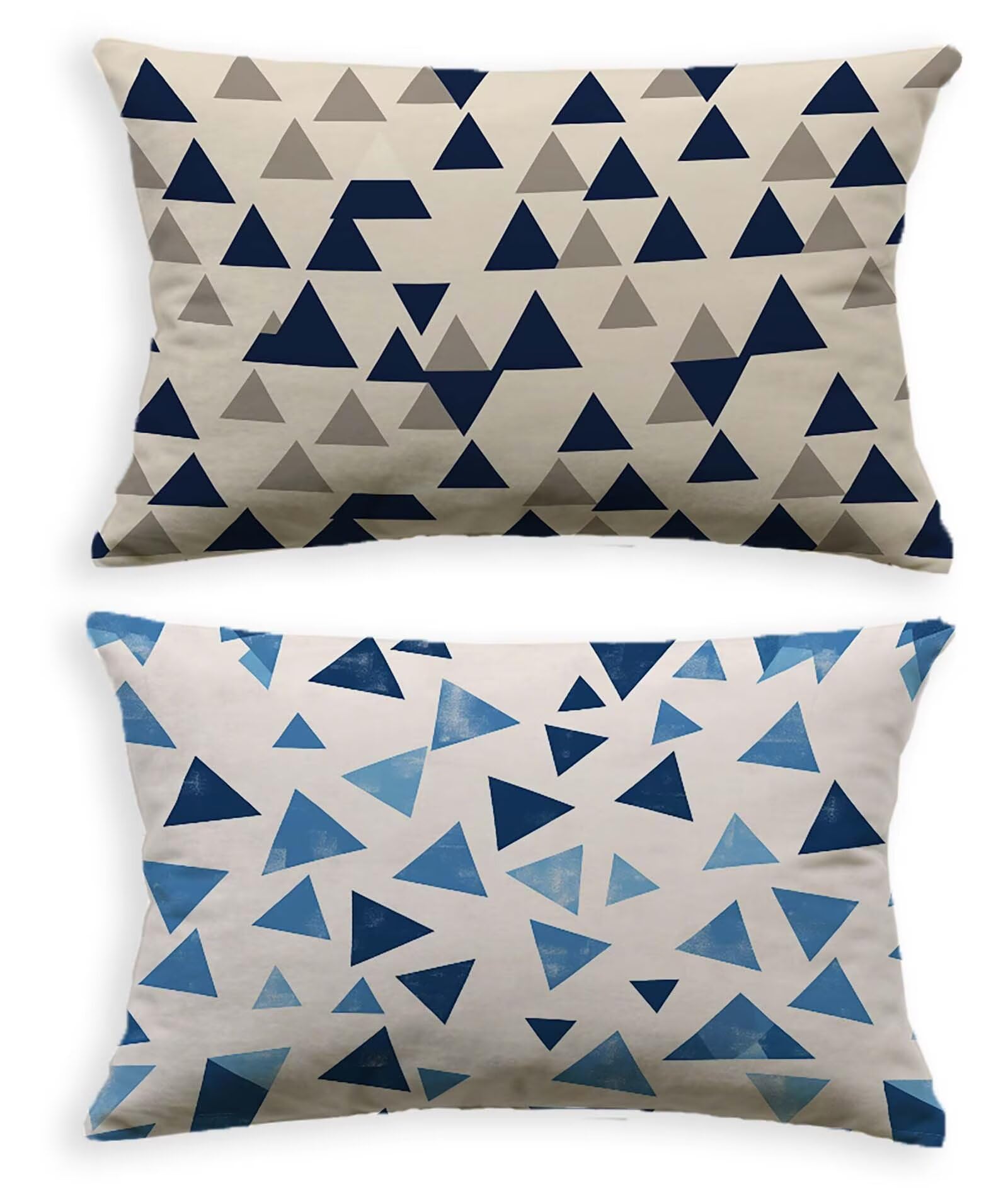 Housse de coussin bleu 40x80 cm lot de 2 en velours géométrique rectangulaire