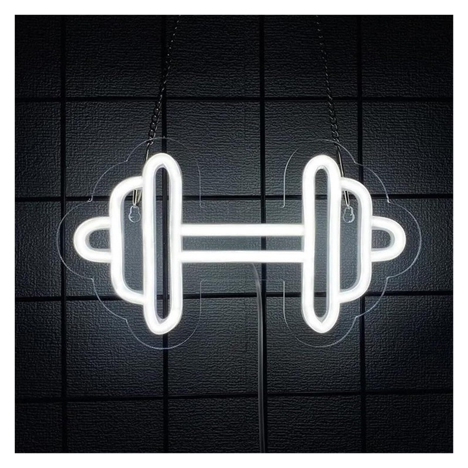 LEMST Sign Lamp Barbell Neon Sign Light Dumbbell Shaped for Gym Living Room Fitness Club Game Room Sports Room Art Wall Decor USB Lamp 24cmx13cm(B)