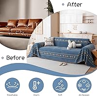 Vista 300 de VClife funda boho de sofá de felpilla para sofá seccional, funda antideslizante para sofá de 2 plazas, protector para mascotas con borlas, funda