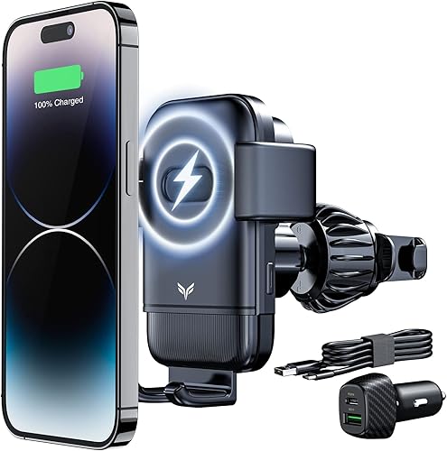 Cargador inalámbrico para automóvil 15 W Qi con sujeción automática para teléfono de automóvil carga rápida soporte inalámbrico para iPhone 141312