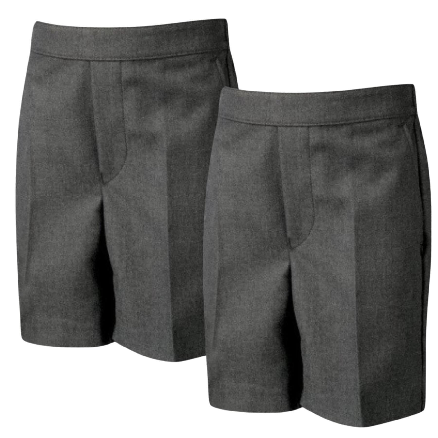 Pantalones cortos escolares para niños, paquete de 2 unidades con revestimiento de teflón, uniformes escolares negros con bolsillos, pantalones cortos lisos hasta la rodilla para niños de 2