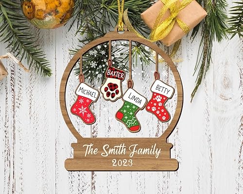 Miniatura 6 de Adorno familiar personalizado de Navidad familiar 2023, adorno de Navidad familiar personalizado, para familia de 2, 3, 4, 5, 6, 7, 8, 2023, adorno