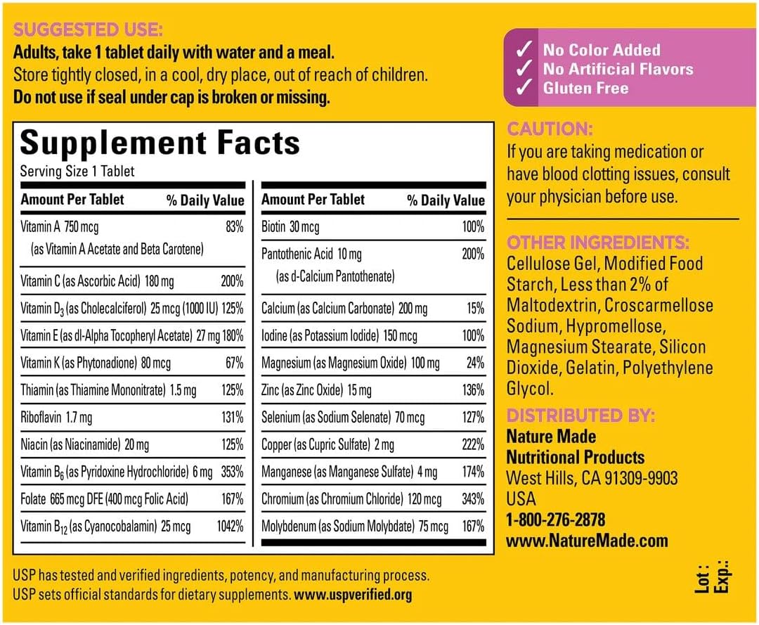 Nature Made Multi for Her 50+ Vitamin & Mineral Tabs, 90 ct (Pack of 2) (Packaging May Vary)