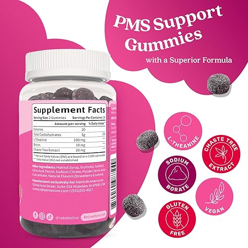 Miniatura 3 de BeLive Suplemento de gomitas de apoyo para el síndrome premenstrual, ayuda a aliviar los síntomas del síndrome premenstrual, equilibrio hormonal,