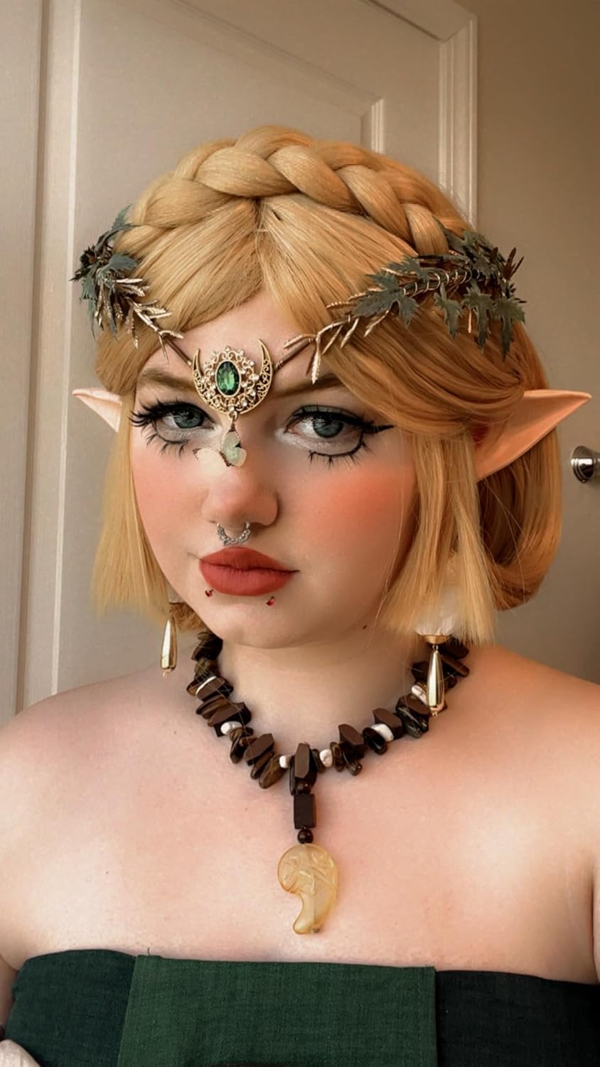 MOSTORY Woodland Elf Flower Crown - Renaissance Forest Fairy Headpiece Floral Headband Elven Leaf Cieclet for Women Renfaire Halloween Cosplay Fantasy Photo Shoot - Image 4