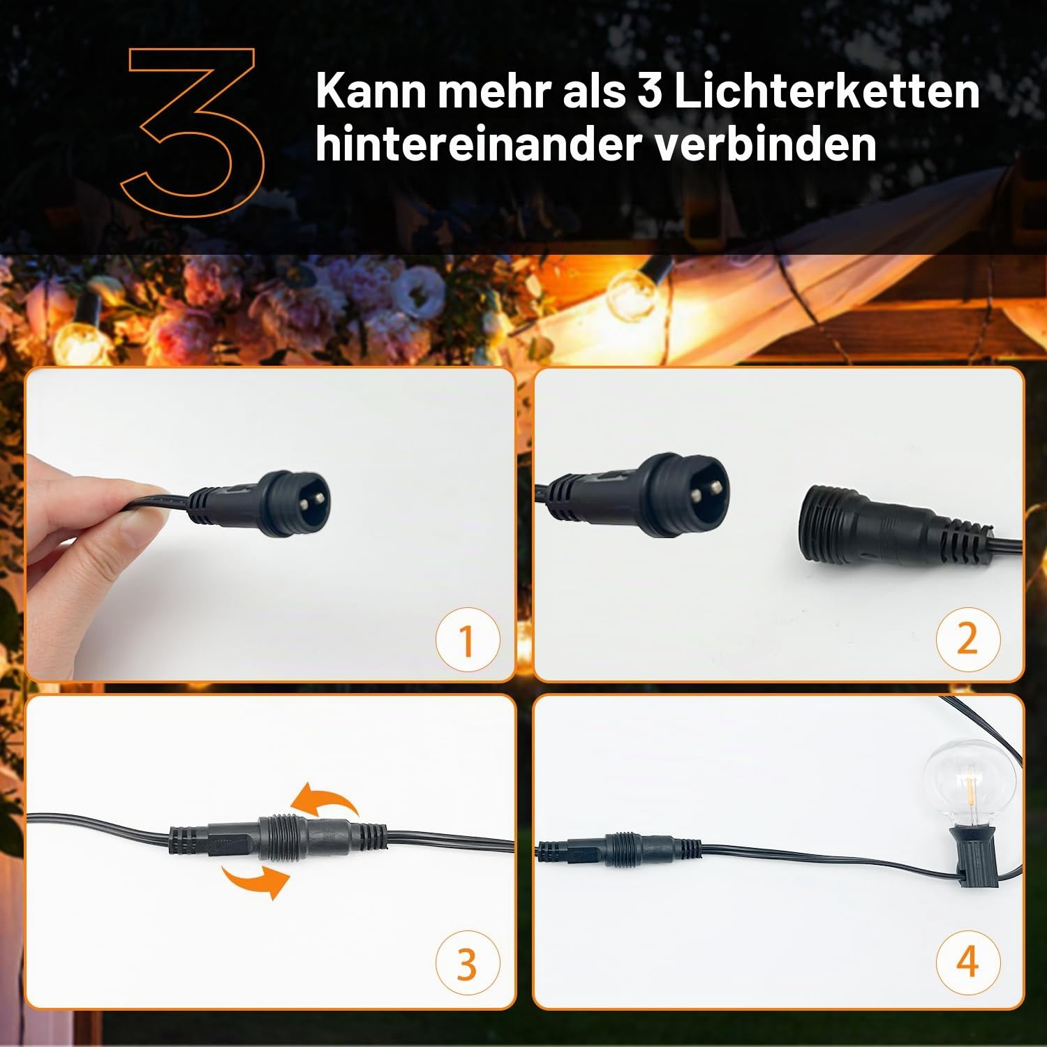 Lichterkette Außen Outdoor Strom Led Glühbirnen - 19M Lichterketten Garten mit G40 30+3 Glühbirnen Plastik Beleuchtung IP44 Wasserdicht String Lights für Außen & Innen Terrasse, Party, Balkon