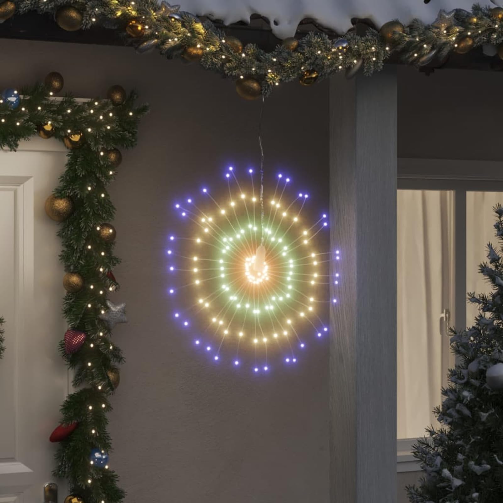 Illuminazioni di Natale Galassia 140 LED 8pz Multicolore 17 cm,Luci Fuochi d'Artificio,Luci Fatate Natalizie,Luci Natalizie da Esterno,Catena Luminosa Filo di Rame,Luci Addobbi Natalizi,Stringa