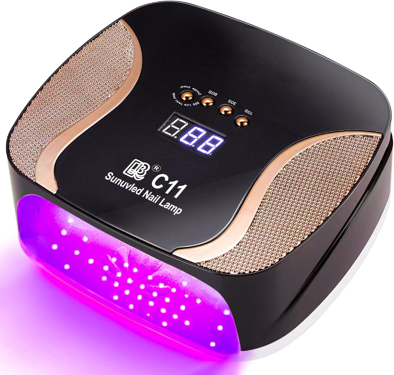 67 LED Dual Color UV LED Nail Lamp, Auto Sensor Gel Polish Dryer with 4 Timer Modes, Foldable & Detachable Base for Home Salon & Nail Art (Prevent Dark Hands, Fast Curing) (Black)