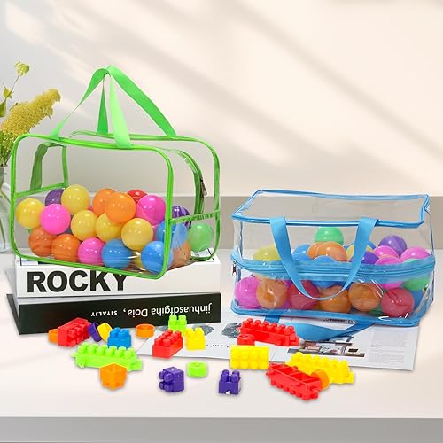 Miniatura 3 de 6 paquetes de bolsas de almacenamiento de juguetes extra grandes, 12.6 x 9.25 x 6.9 pulgadas, bolsas organizadoras de juguetes impermeables