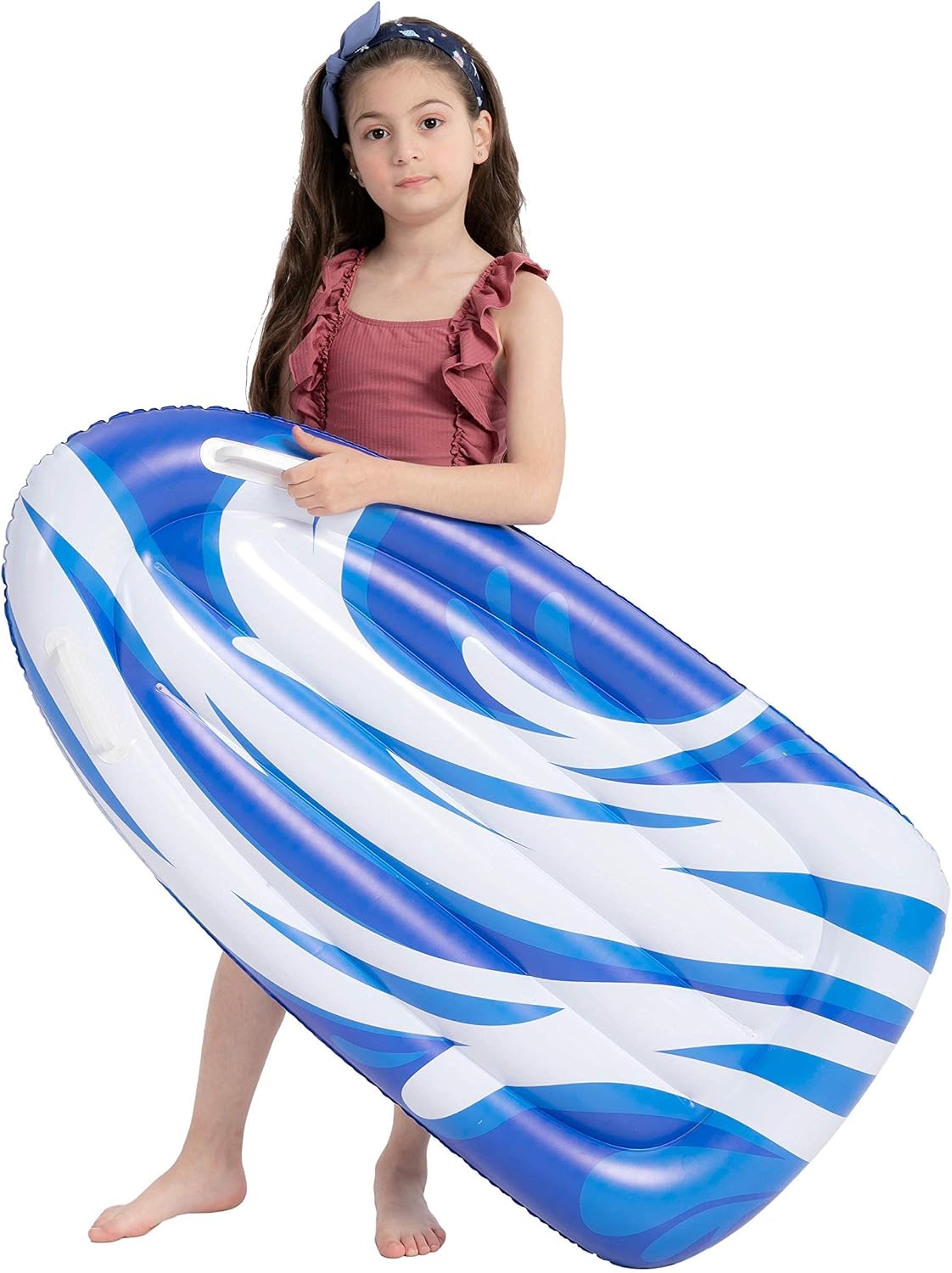 SLOOSH 2 Pack Inflatable Boogie Boards for Water Slides, Boogie Board for Slip Slide, Swimming Pool Floating Water Boards Learn to Swim, Summer Water Fun Toy for Kids and Toddlers (Blue, Purple)