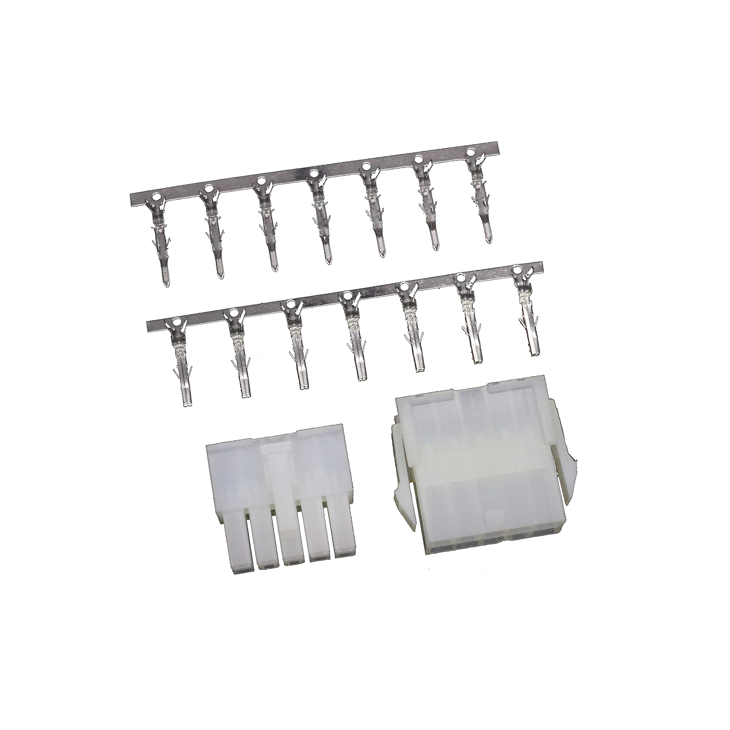 5557/5559 Double Row 4.2mm Translucent 10-pin Wire-to-Wire Crimp Connector Plug + Wire Socket + Crimps, Pack of 10 Compatible With Molex Mini-Fit Jr. — image 1