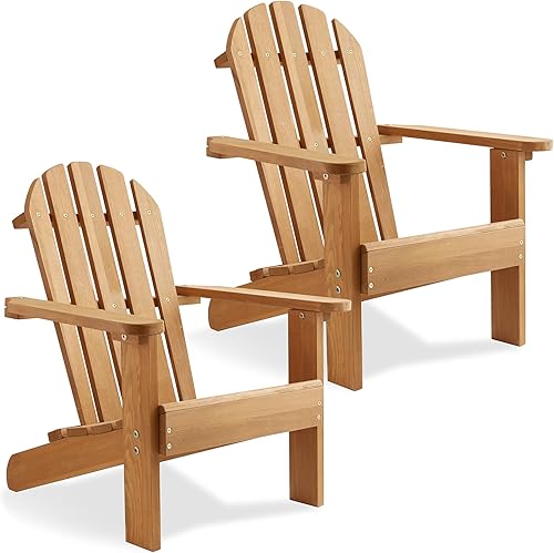 Casafield Sillas Adirondack para niños, juego de 2 sillas de madera de cedro para exteriores, para patio, terraza, césped y jardín, parcialmente